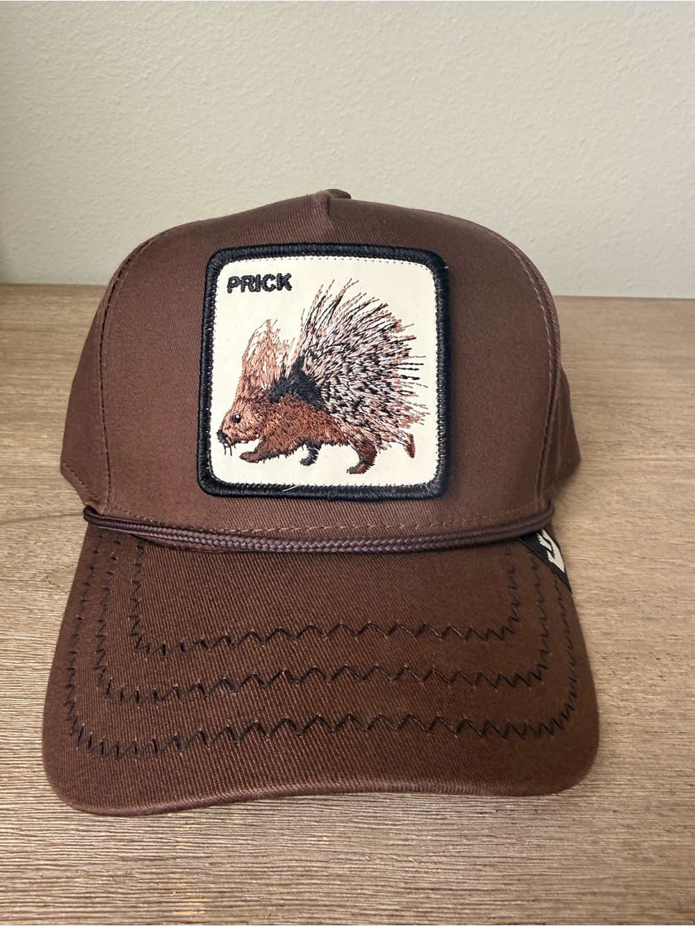 Goorin Bros The Farm Prick Porcupine Patch Trucker Hat Dark Brown Snapback NWT